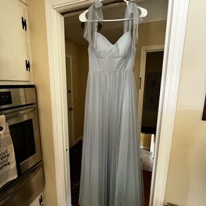 Revelry Serenity Tulle Dress in Sky Blue. 4 PETITE LENGTH